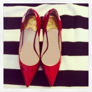 red patent leather heels