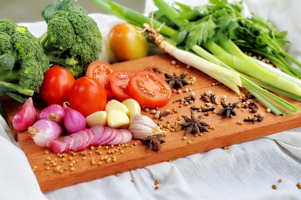healthy food on a cutting board